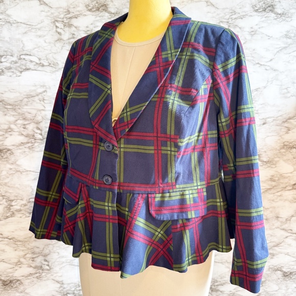 Modcloth X Collectif Plaid-Minded Peplum Skirted Blazer - Picture 3 of 11